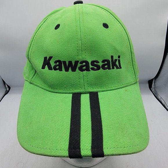 Kawasaki Green Racing Hat Cap Adults Motorcycle Hat Adjustable Lightweight